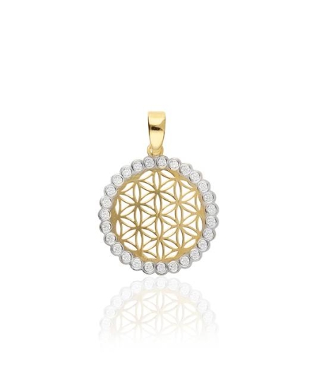 Colgante "Flor de la Vida" Oro  Bicolor18k  y circonitas
