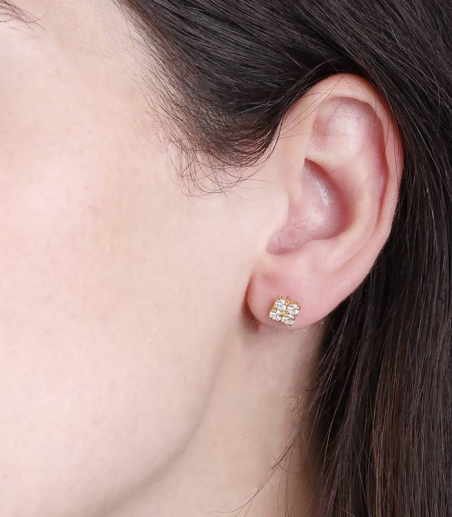 PENDIENTES "FILE" ORO 18K Y CIRCONITAS