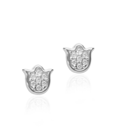 Pendientes "Tulipán" Oro Blanco 18k. y circonitas