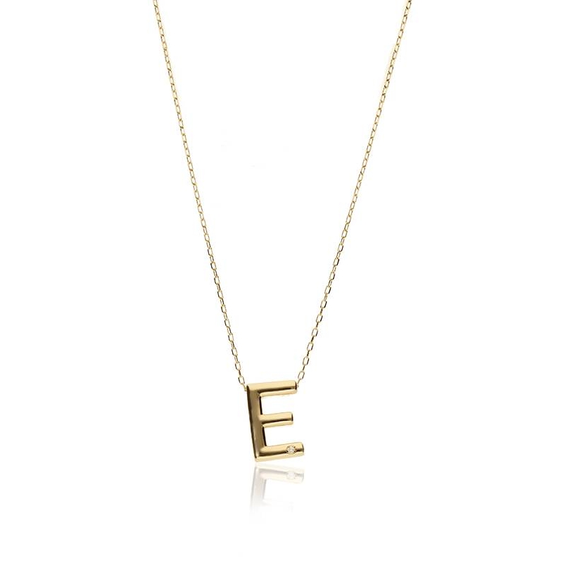 Gargantilla "E" oro 18k y diamante