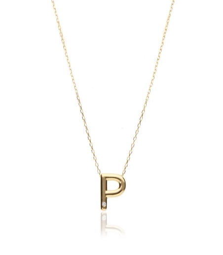 Gargantilla "P" oro 18k y diamante