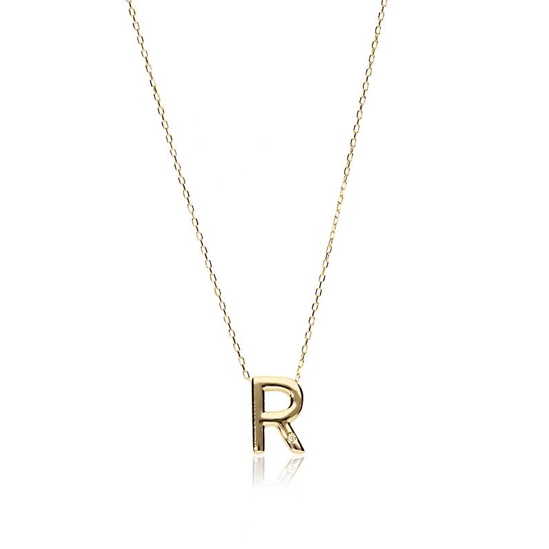 Gargantilla "R" oro 18k y diamante