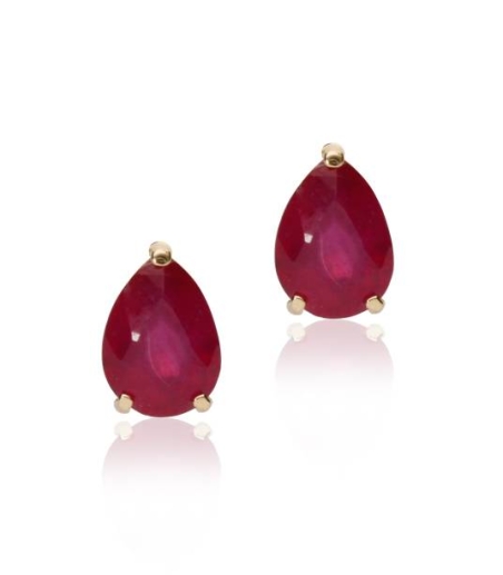 Pendientes "Lágrima Roja" Oro 18k