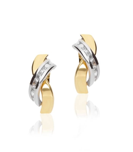 Pendientes "Dalia" Oro Bicolor 18k y circonitas