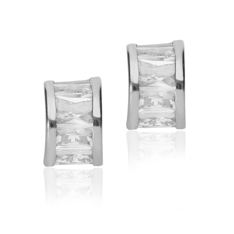 Pendientes "Nilo" Oro Blanco 18k y circonitas