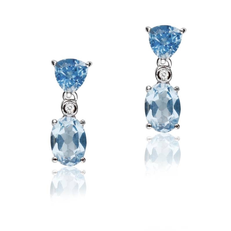 Pendientes "Gotas Celestes" Oro 18k y piedra de color