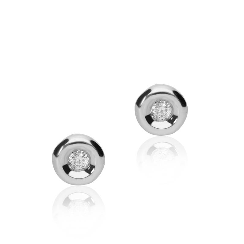 Pendientes Chatón "Mila" diamante y oro blanco 18k