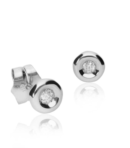 Pendientes Chatón "Mila" diamante y oro blanco 18k