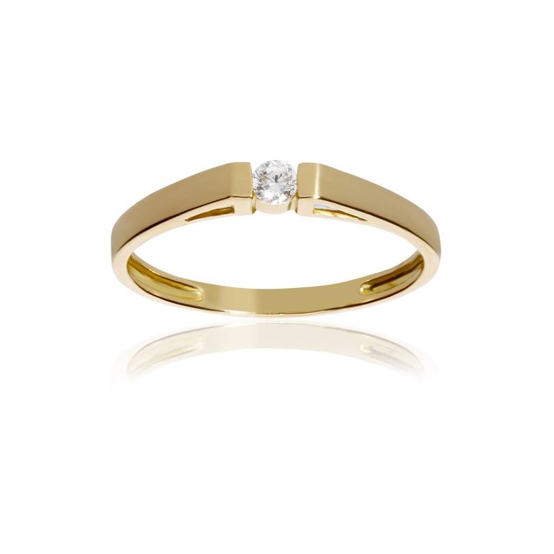 Anillo Solitario oro 18k y circonita