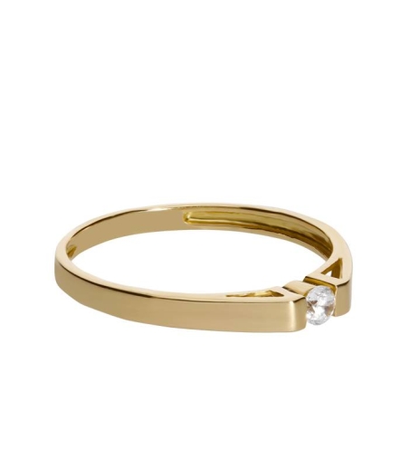 Anillo Solitario oro 18k y circonita