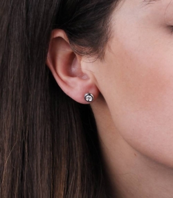 Pendientes Chatón "Mila" diamante y oro blanco 18k