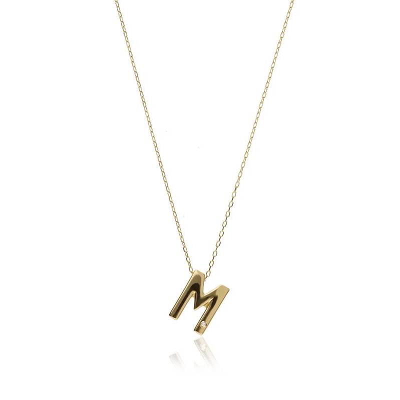 Gargantilla "M" oro 18k y diamante