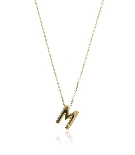 Gargantilla "M" oro 18k y diamante