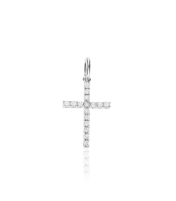 Colgante "Cruz de Luz" Oro Blanco 18k y Diamantes