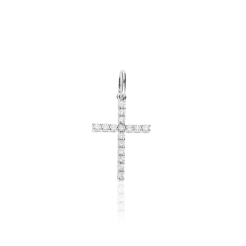 Colgante "Cruz de Luz" Oro Blanco 18k y Diamantes