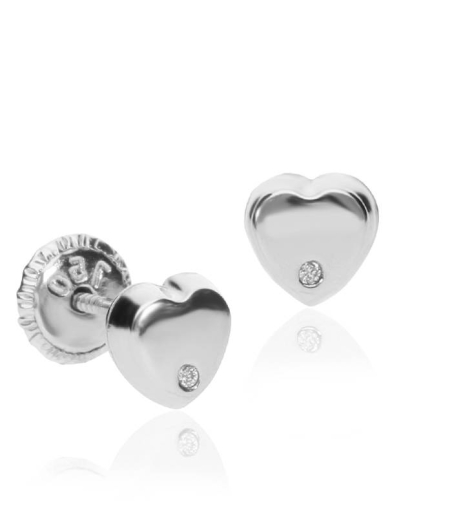 Pendientes "Pequeño Amor" Oro Blanco 18k y diamante