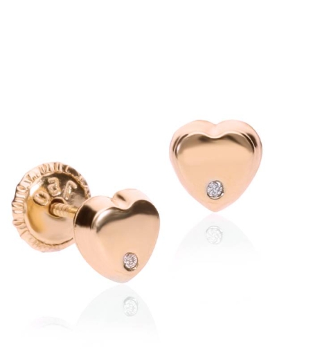 Pendientes "Pequeño Amor" Oro Rosa 18k y diamante