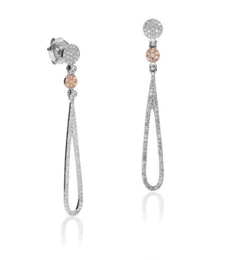 Pendientes "Casilda"  de Oro Bicolor 18k y Diamantes