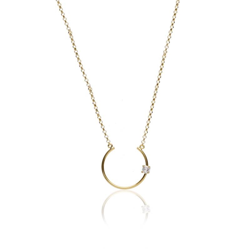 Gargantilla plata y baño oro 18k circonita "Arostar"