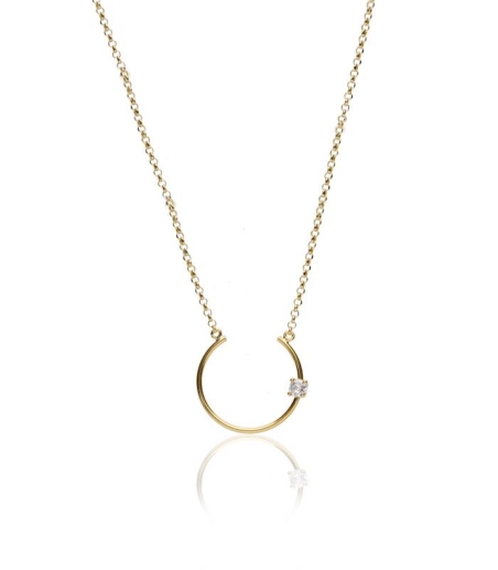 Gargantilla plata y baño oro 18k circonita "Arostar"