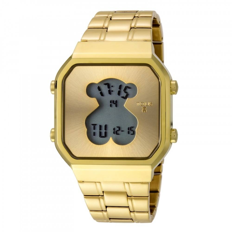 Reloj Tous D-Bear SQ de acero IP dorado 600350285