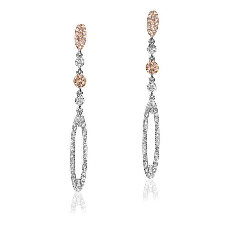 Pendientes "Casilda"  de Oro Bicolor 18k y Diamantes