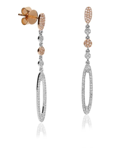Pendientes "Casilda"  de Oro Bicolor 18k y Diamantes