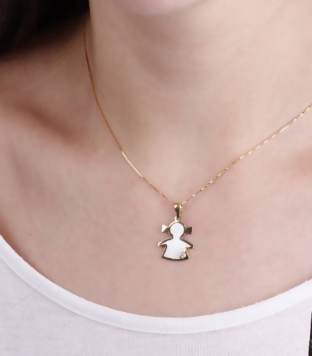 Colgante Oro 18k circonita y nácar "Baby"