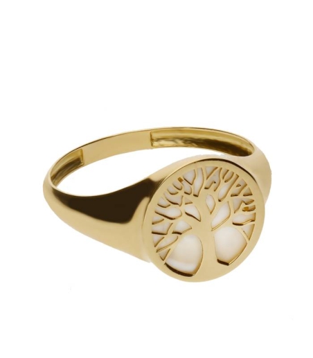 Anillo Sello  "Big Tree"  Oro 18k y nacar