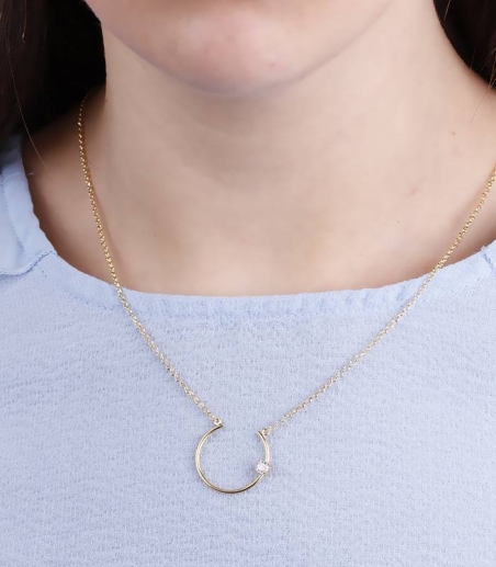 Gargantilla plata y baño oro 18k circonita "Arostar"