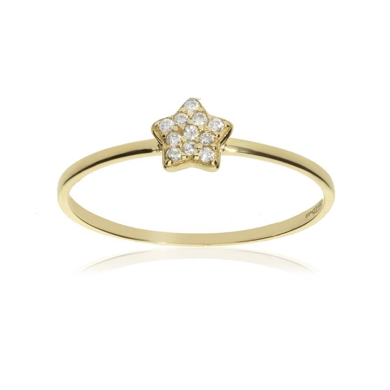 Anillo "" Oro 18k y estrella circonitas