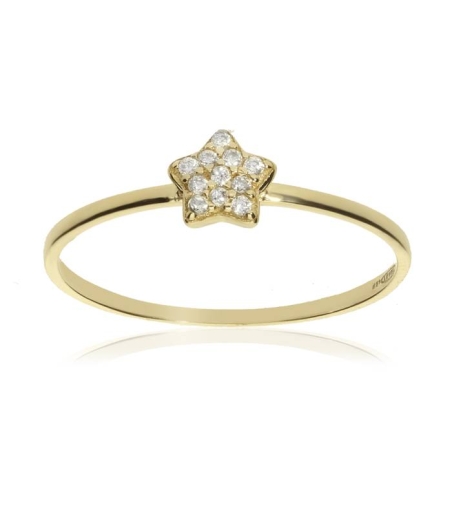 Anillo "" Oro 18k y estrella circonitas