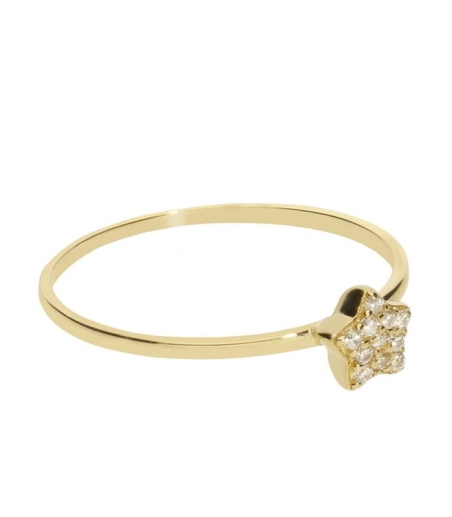 Anillo "" Oro 18k y estrella circonitas