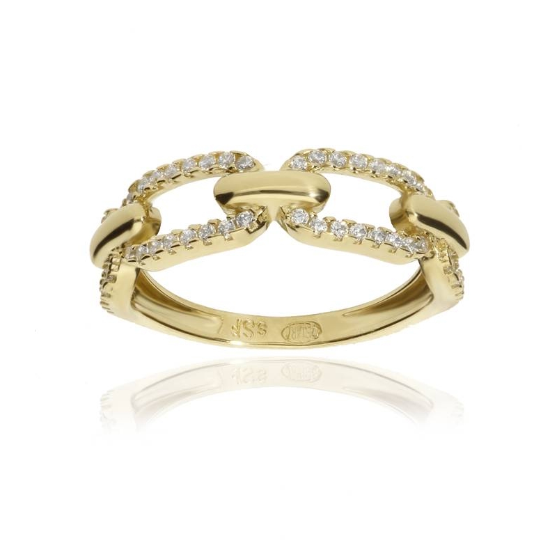 Anillo "Mara" Oro 18k y cadena de circonitas