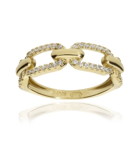 Anillo "Mara" Oro 18k y cadena de circonitas