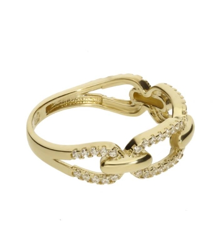 Anillo "Mara" Oro 18k y cadena de circonitas