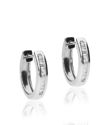 Pendientes Aro "Marita"  de Oro Blanco 18k. y Diamantes