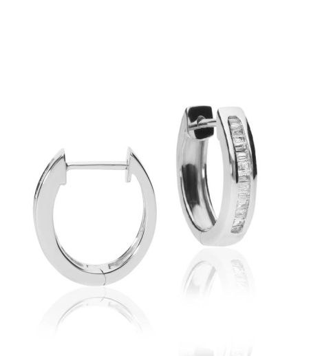 Pendientes Aro "Marita"  de Oro Blanco 18k. y Diamantes