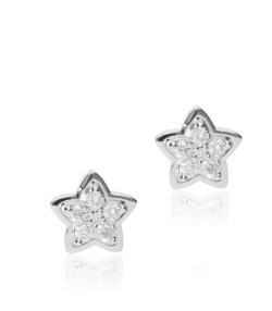 Pendientes "Estrella Luz" de Oro Blanco 18k. y Diamantes