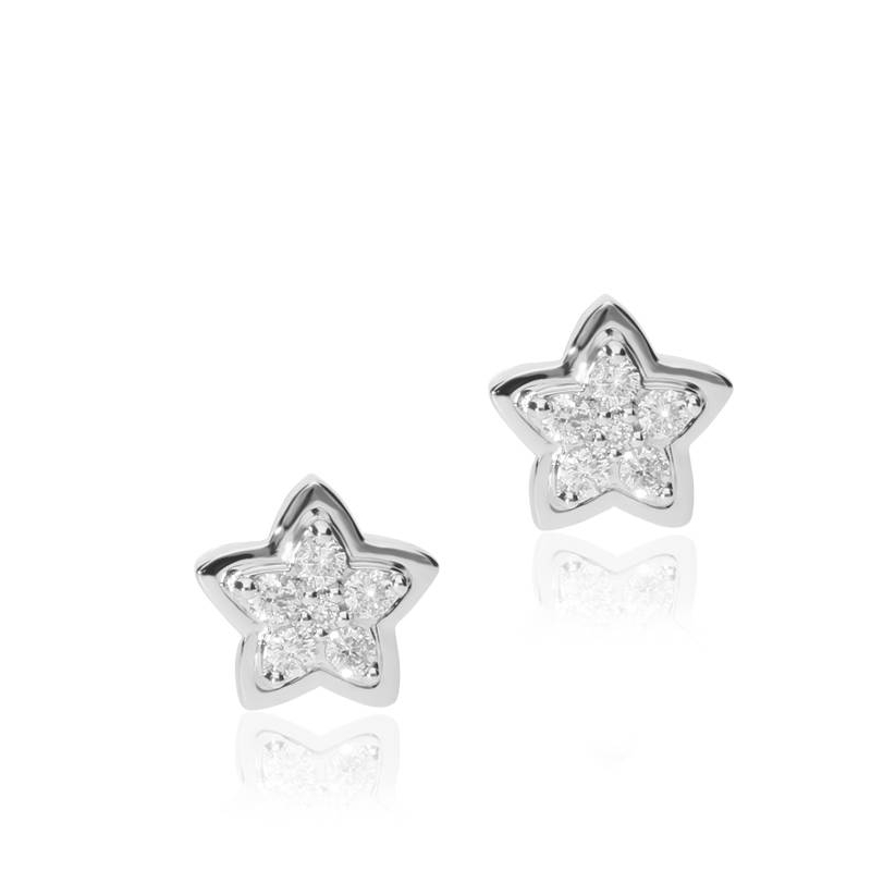 Pendientes "Estrella Luz"  de Oro Blanco 18k. y Diamantes