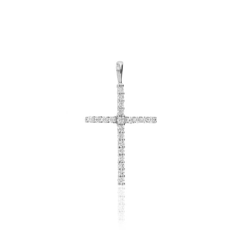 Colgante "Cruz Aura" Oro Blanco 18k y Diamantes