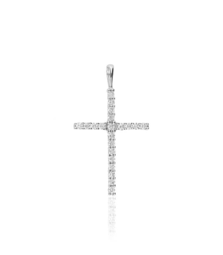 Colgante "Cruz Aura" Oro Blanco 18k y Diamantes