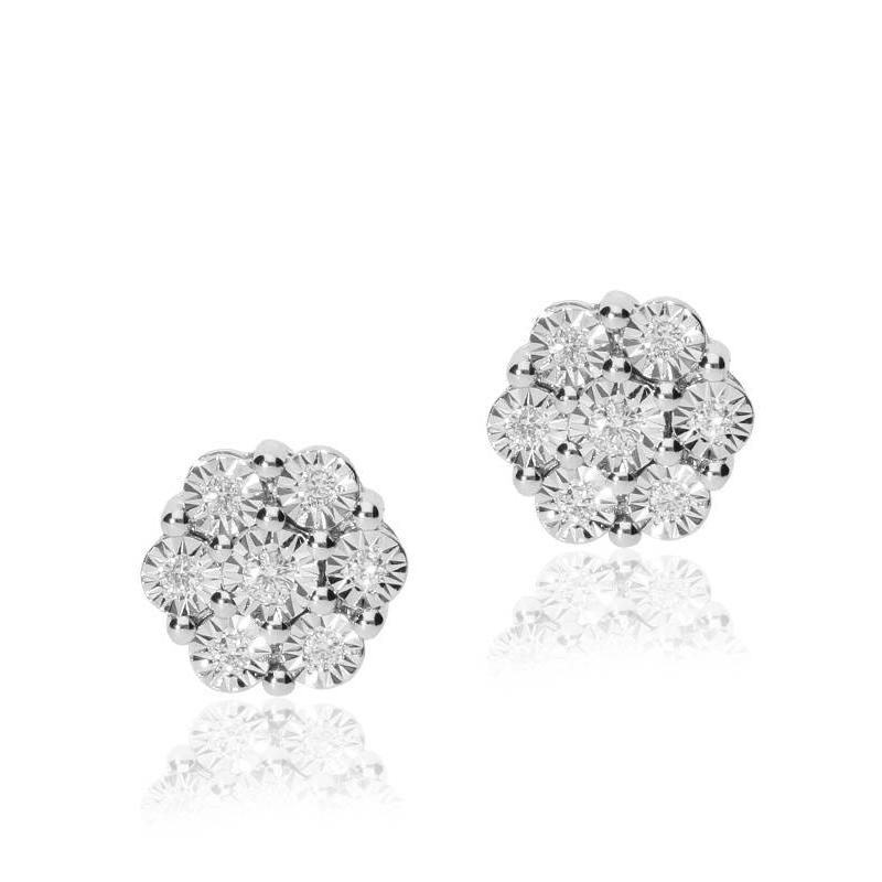 Pendientes "Lara"  de Oro Blanco 18k. y Diamantes