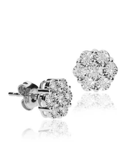 Pendientes "Lara"  de Oro Blanco 18k. y Diamantes