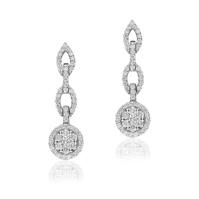 Pendientes "Chain"  de Oro Blanco 18k y Diamantes