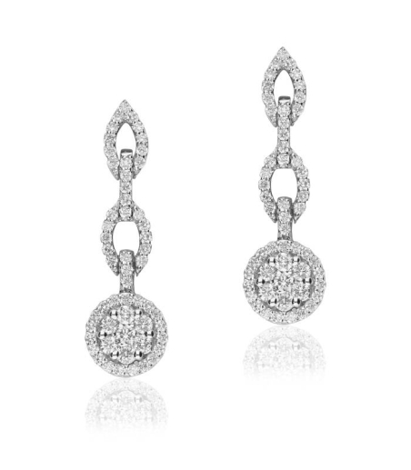 Pendientes "Chain"  de Oro Blanco 18k y Diamantes