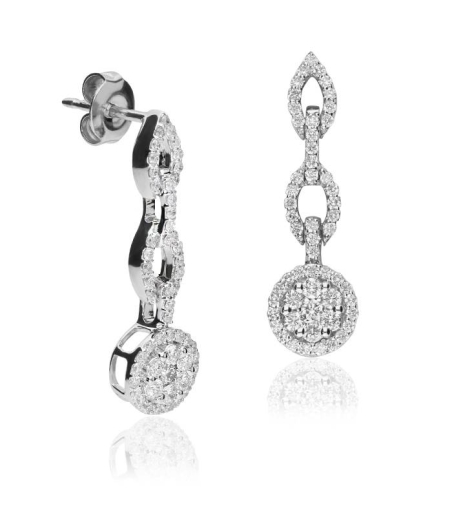 Pendientes "Chain"  de Oro Blanco 18k y Diamantes