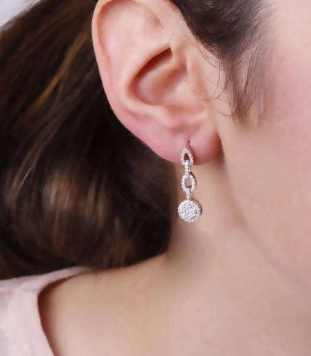 Pendientes "Chain"  de Oro Blanco 18k y Diamantes