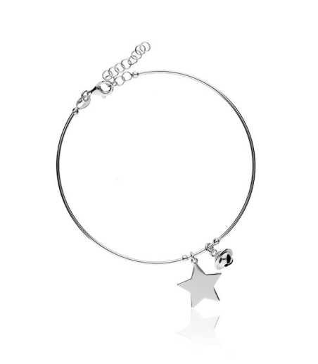 Pulsera "Estrella y Cascabel" Plata de ley