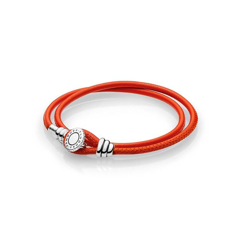 Pulsera Moments en cuero naranja doble 597194CSO